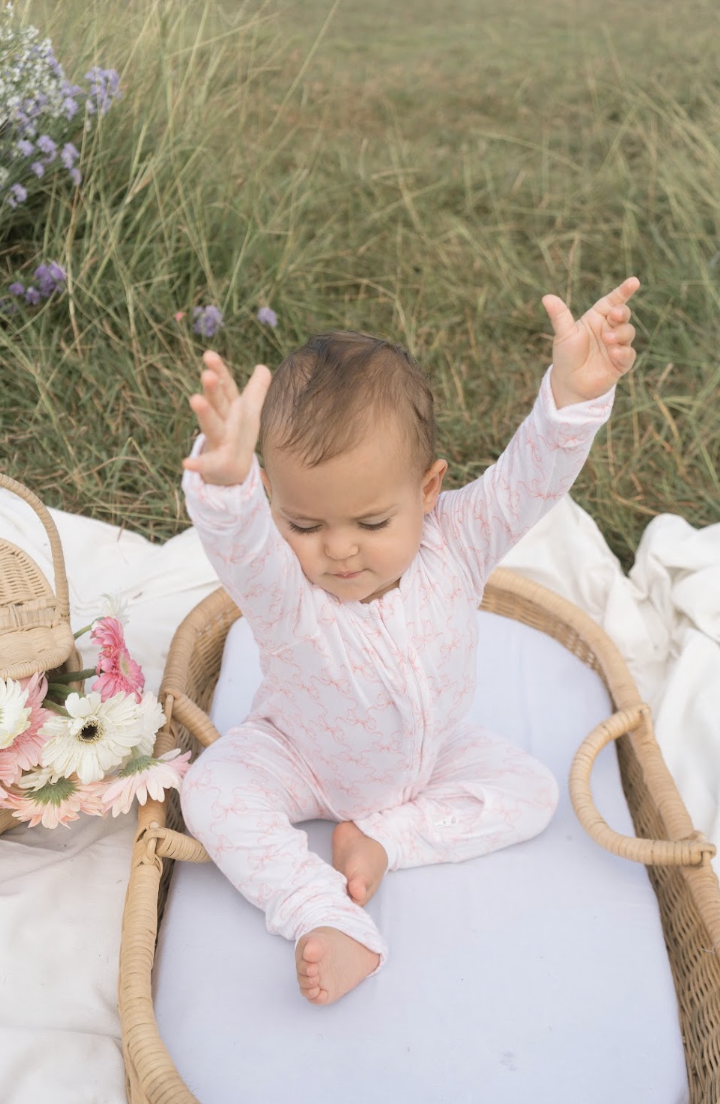 Ottie & Ollie Sleepsuit in Blossom Ribbon